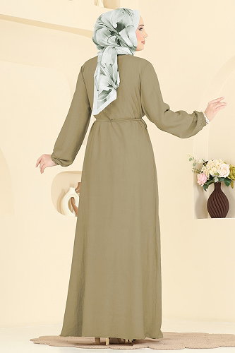 moda selvim الفستان أخضر عشبي 320ASN888 - Thumbnail