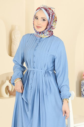 moda selvim Dress 320ASN888 Baby Blue - Thumbnail