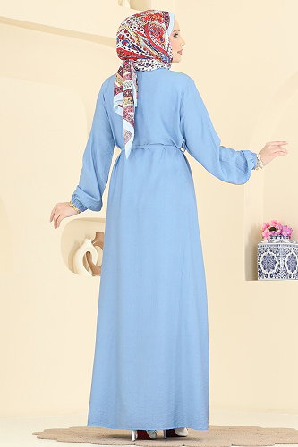 moda selvim Dress 320ASN888 Baby Blue - Thumbnail