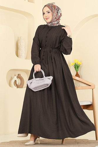 moda selvim Dress 320ASN888 Bitter Brown - Thumbnail