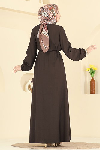 moda selvim Dress 320ASN888 Bitter Brown - Thumbnail