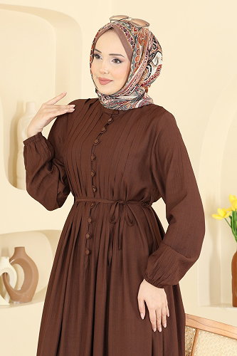 moda selvim Dress 320ASN888 Brown - Thumbnail