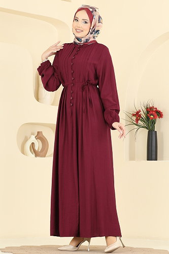 moda selvim الفستان خمري 320ASN888 - Thumbnail