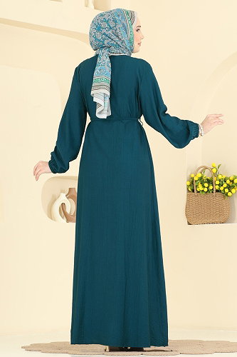 moda selvim الفستان بترولي 320ASN888 - Thumbnail
