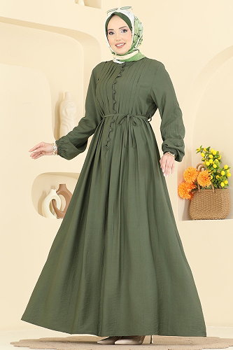 moda selvim Dress 320ASN888 Khaki - Thumbnail
