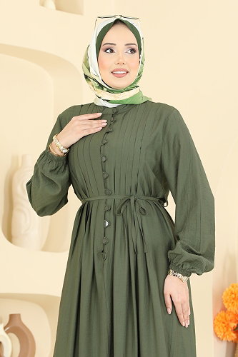 moda selvim Dress 320ASN888 Khaki - Thumbnail