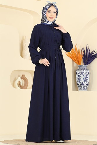 moda selvim Dress 320ASN888 Navy Blue - Thumbnail