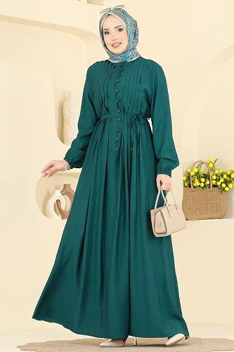moda selvim الفستان بترولي 320ASN888 - Thumbnail