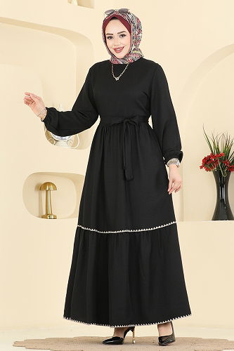 moda selvim Dress 3253HBS856 Black - Thumbnail