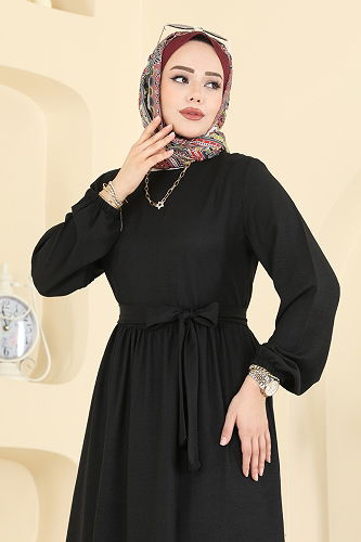 moda selvim Dress 3253HBS856 Black - Thumbnail