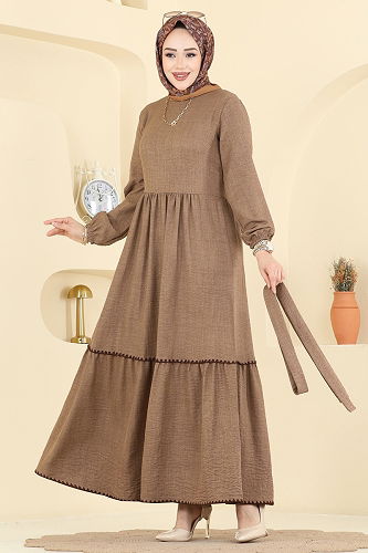 moda selvim الفستان بيج غامق 3253HBS856 - Thumbnail