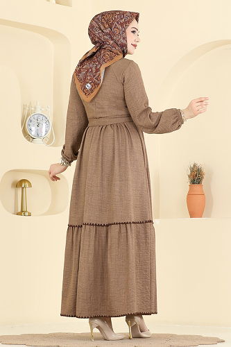 moda selvim الفستان بيج غامق 3253HBS856 - Thumbnail