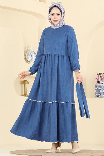 moda selvim الفستان ازرق 3253HBS856 - Thumbnail