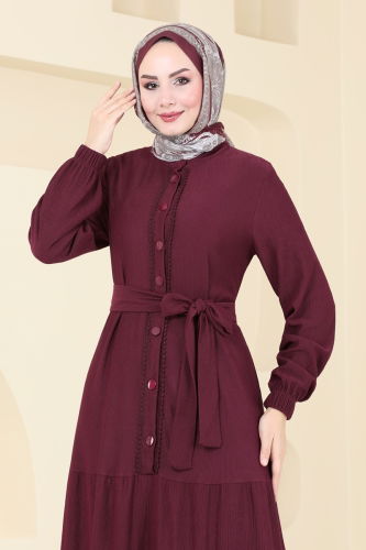 moda selvim Dress 325DVL817 Damson - Thumbnail