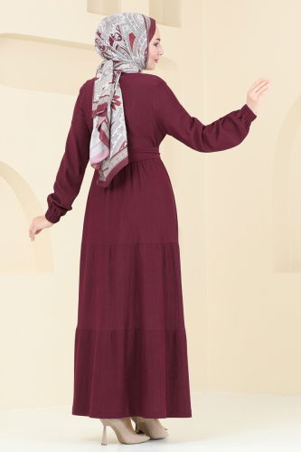 moda selvim Dress 325DVL817 Damson - Thumbnail