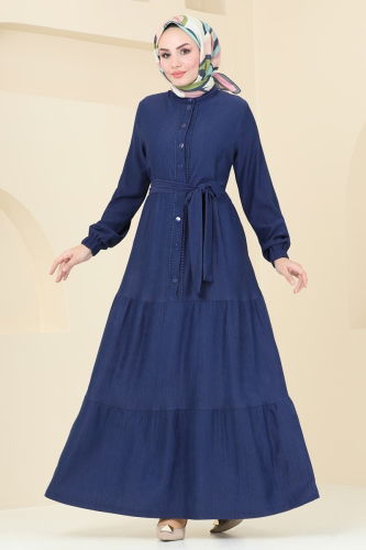 moda selvim Dress 325DVL817 Navy Blue - Thumbnail