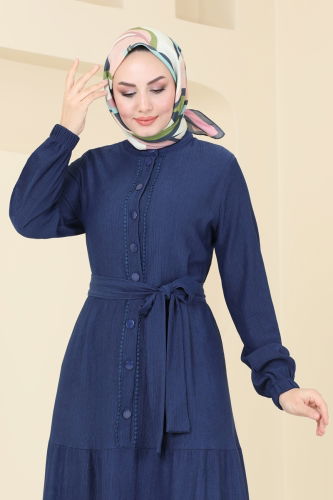 moda selvim Dress 325DVL817 Navy Blue - Thumbnail