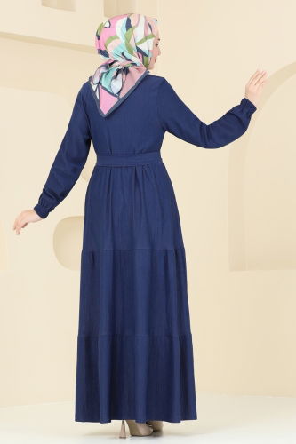 moda selvim Dress 325DVL817 Navy Blue - Thumbnail