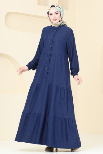 moda selvim Dress 325DVL817 Navy Blue - Thumbnail