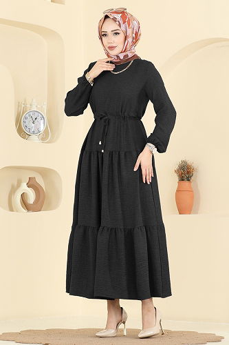 moda selvim Dress 3261HBS856 Black - Thumbnail