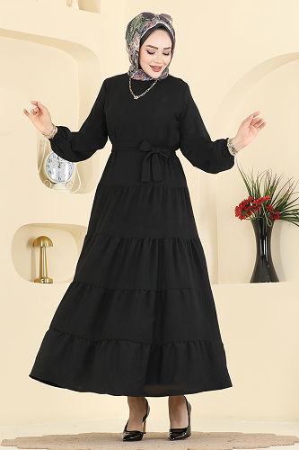 moda selvim الفستان أسود 3262HBS856 - Thumbnail