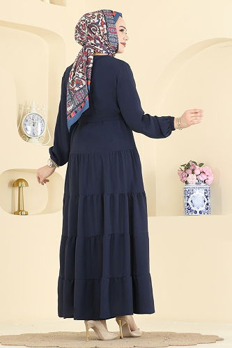 moda selvim الفستان كحلي 3262HBS856 - Thumbnail