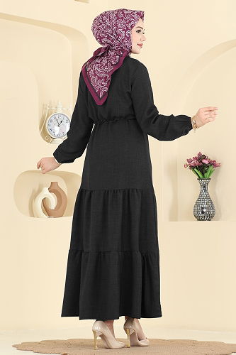 moda selvim Dress 3263HBS856 Black - Thumbnail