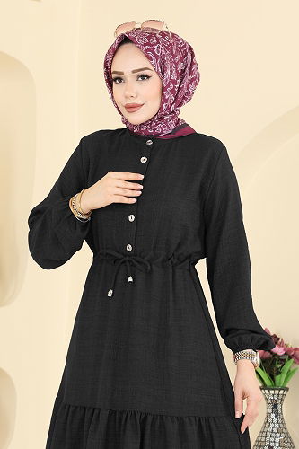 moda selvim الفستان أسود 3263HBS856 - Thumbnail