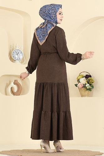 moda selvim Dress 3263HBS856 Dark Brown - Thumbnail