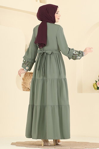 moda selvim Dress 327ASN888 Almond Green - Thumbnail