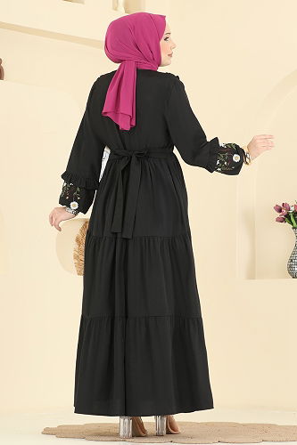 moda selvim الفستان أسود 327ASN888 - Thumbnail