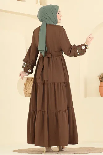 moda selvim Dress 327ASN888 Brown - Thumbnail