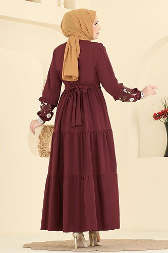 moda selvim الفستان خمري 327ASN888 - Thumbnail