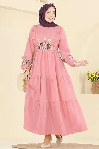 moda selvim Dress 327ASN888 Powder - Thumbnail