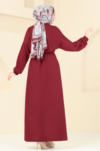 moda selvim Dress 328DVL817 Burgundy - Thumbnail