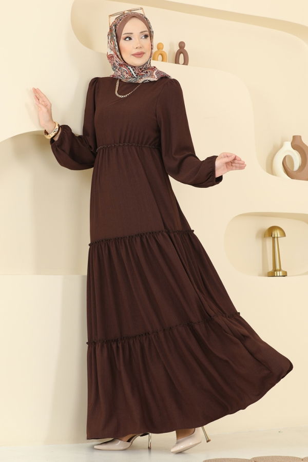 Modaselvim Dress Dress 3300BLU797 Brown