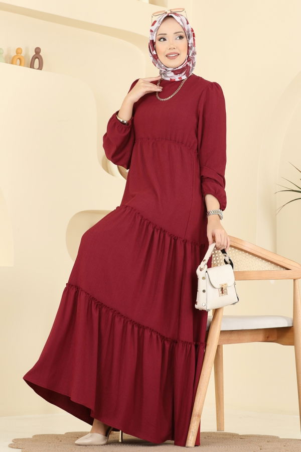 Modaselvim Dress Dress 3300BLU797 Burgundy