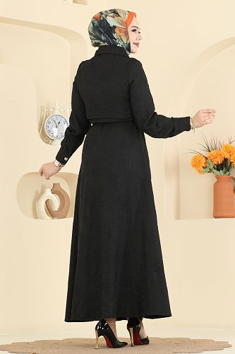 moda selvim Dress 3307BLU797 Black - Thumbnail