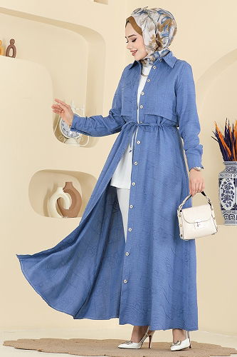 moda selvim الفستان ازرق 3307BLU797 - Thumbnail