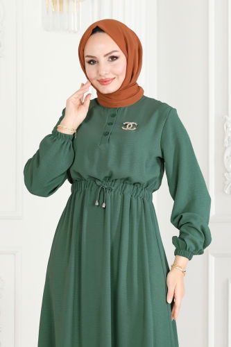 moda selvim Dress 330MP806 Almond Green - Thumbnail