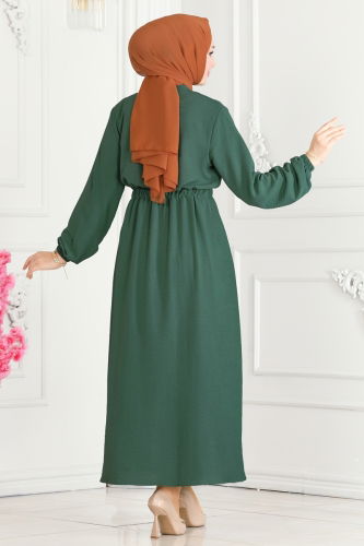 moda selvim Dress 330MP806 Almond Green - Thumbnail