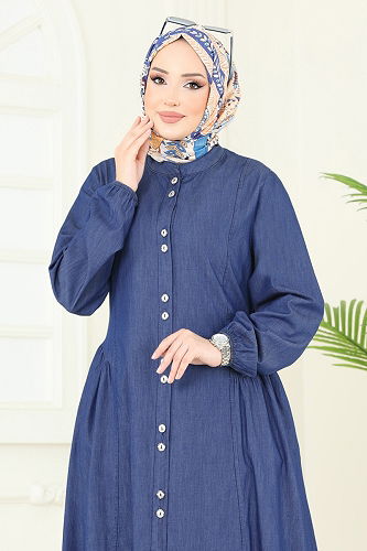 moda selvim Dress 330MSA980 Dark Denim - Thumbnail