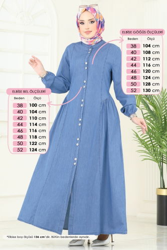 moda selvim Dress 330MSA980 Light Denim - Thumbnail