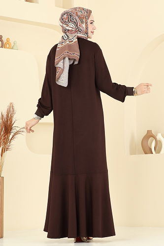 moda selvim الفستان بني 3315UZ662 - Thumbnail
