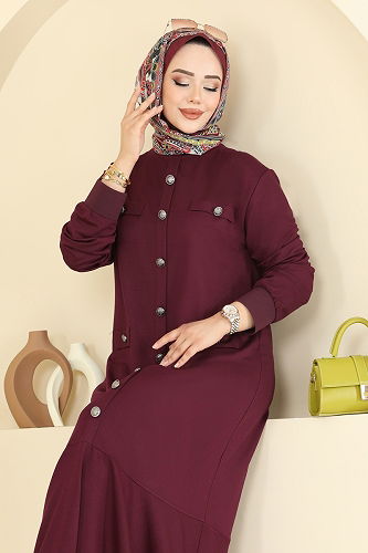 moda selvim الفستان خمري 3315UZ662 - Thumbnail