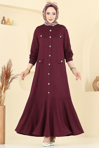 moda selvim الفستان خمري 3315UZ662 - Thumbnail