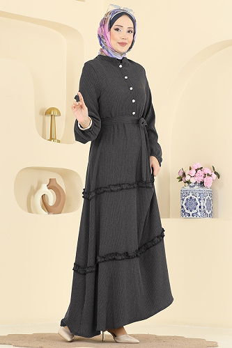 moda selvim Dress 3322BLU797 Black - Thumbnail