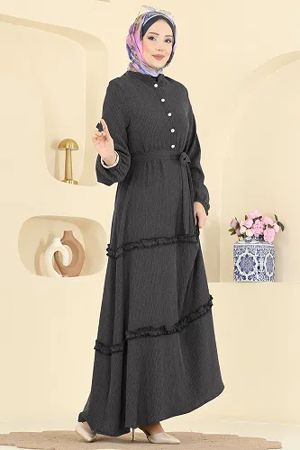 moda selvim الفستان أسود 3322BLU797 - Thumbnail