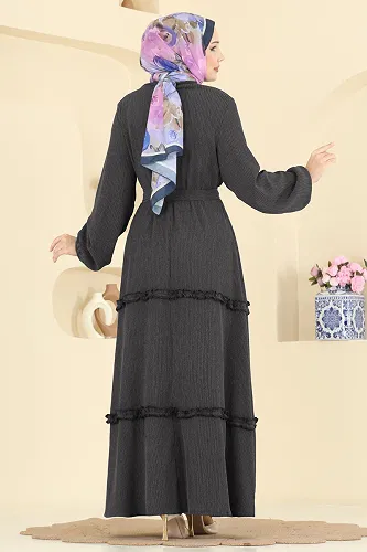 moda selvim الفستان أسود 3322BLU797 - Thumbnail