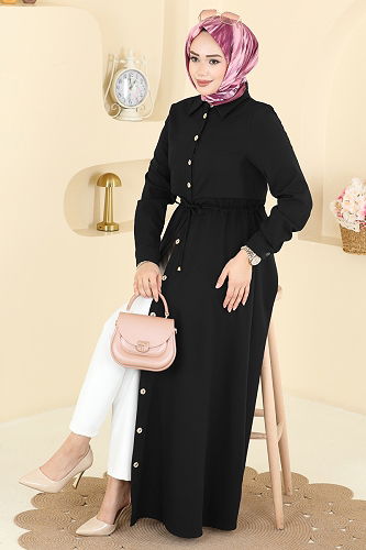 moda selvim Dress 3327BLU797 Black - Thumbnail